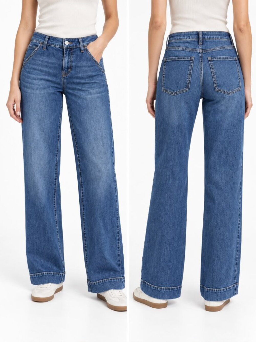 Banana Republic Trouser Jeans Women’s 26 Wide Leg Stretch Blue Denim